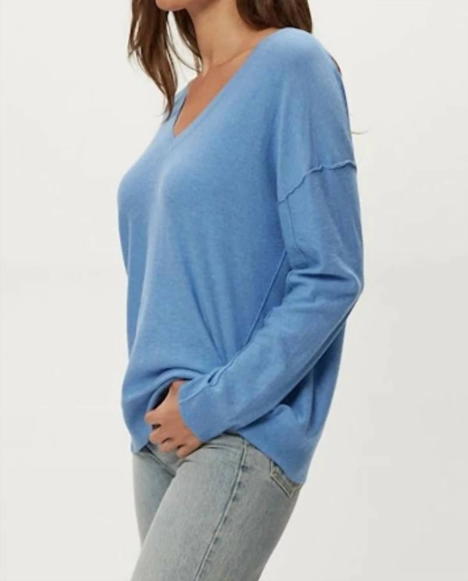 Michael Stars - Halsey Cashmere Blend V Neck Long Sleeve Pullover