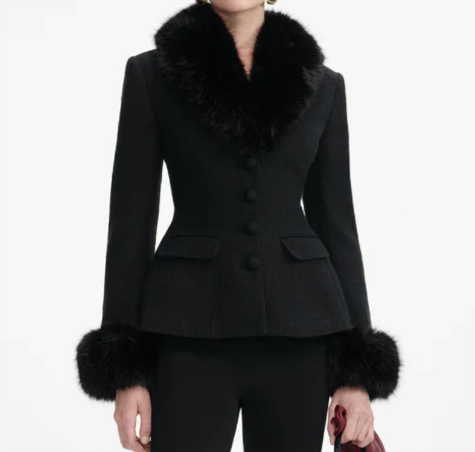 Self-Portrait - Tailored Boucle Fur Jacket