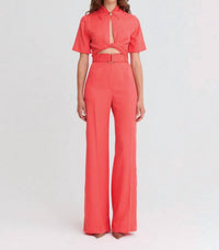 Matthew Bruch Belted Pleated Trouser in persimmon - women's pants