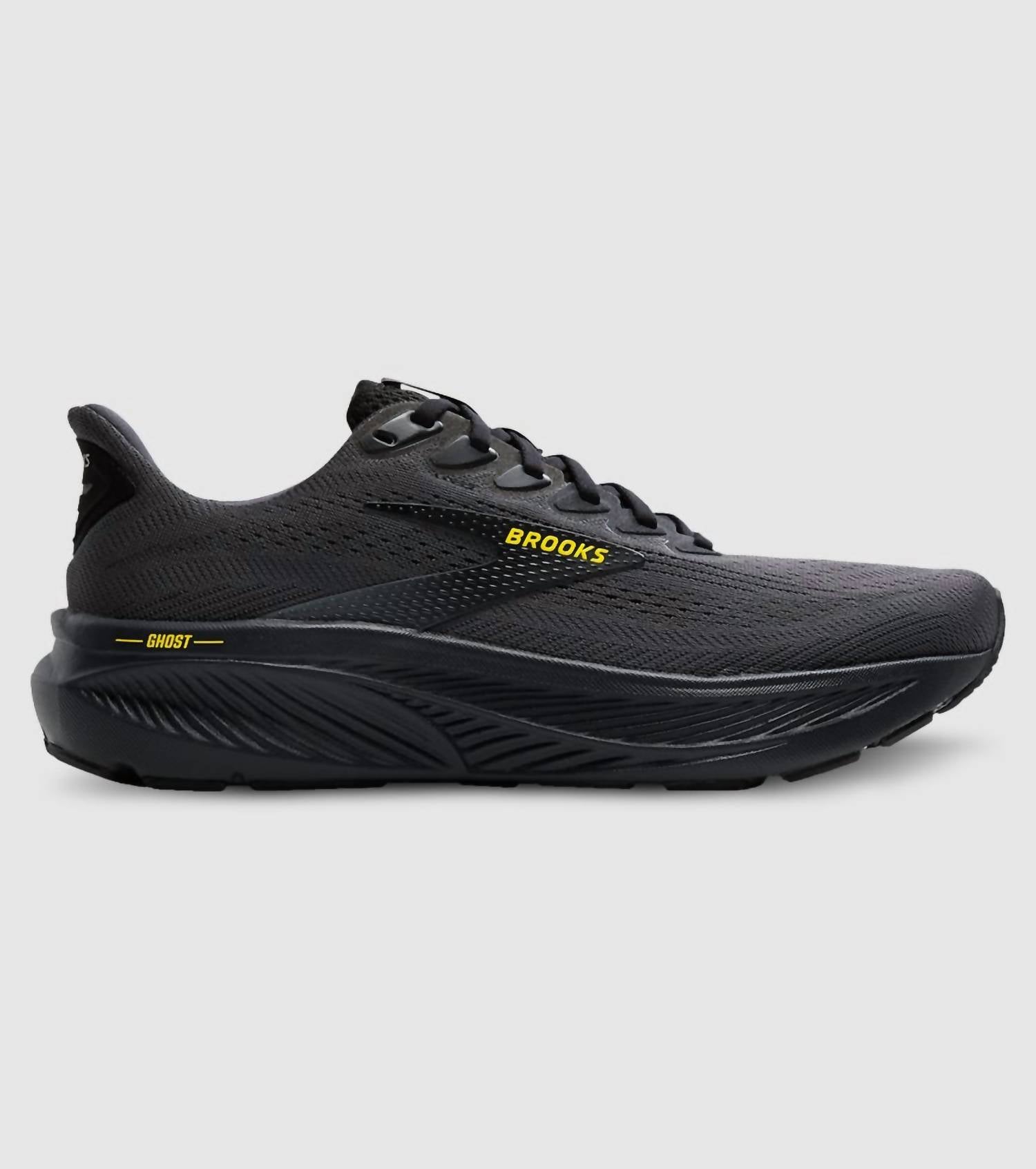 BROOKS Men's Ghost 17 Running Shoes in 059 ebony black yellow - men's shoe