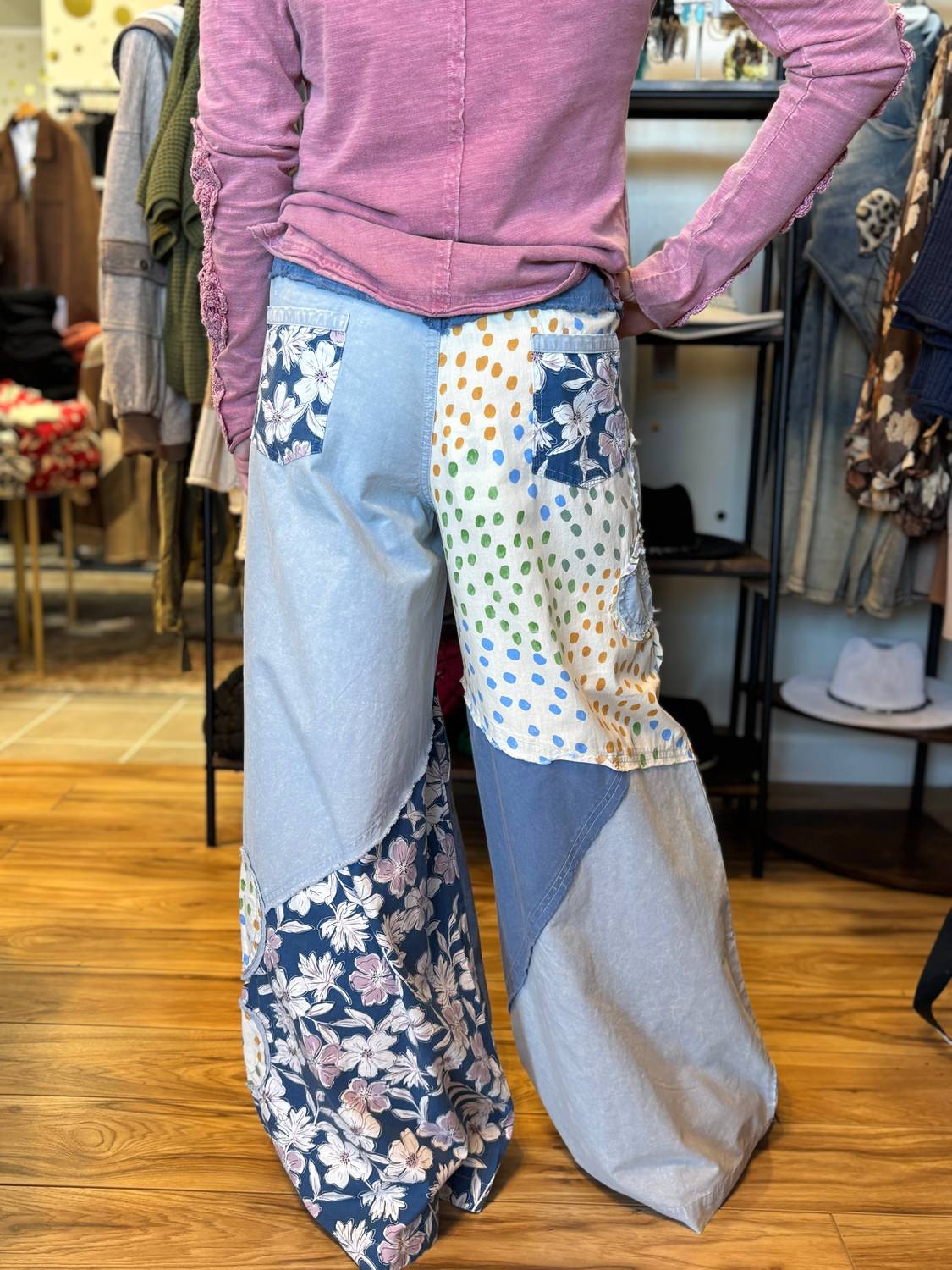 Easel - Flower Power Wide Leg Pants