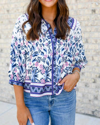Jade - Vintage Meadow Trim Blouse