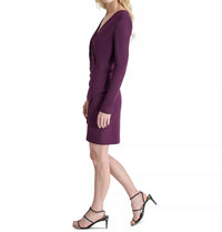 DKNY Women's Pleated-waist Faux-wrap Sheath Dress in purple - women's dress - alternate view