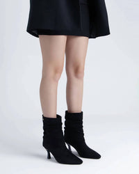 Xti - Women's Pointed Toe Suede Cuffed Ankle Booties