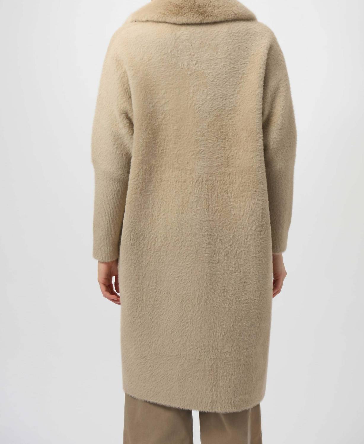 Joseph Ribkoff - Fancee Feather Yarn And Faux Fur Sweater Coat