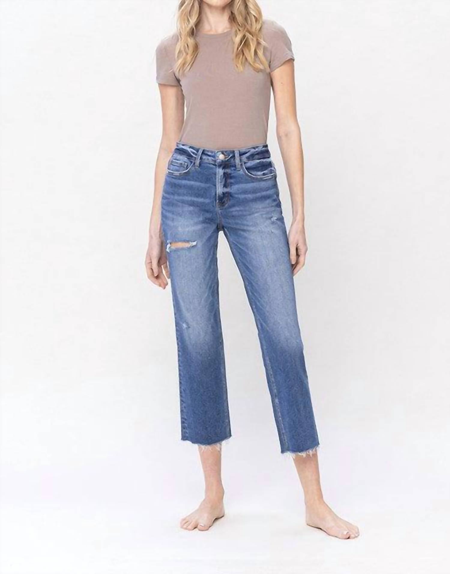 VERVET BY FLYING MONKEY Marissa High Rise Cropped Straight Jeans - Plus in enchangtingly - women's jeans - alternate view