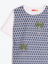 Vilagallo Tora Tee in ikat palm print - women's t-shirt - view 4