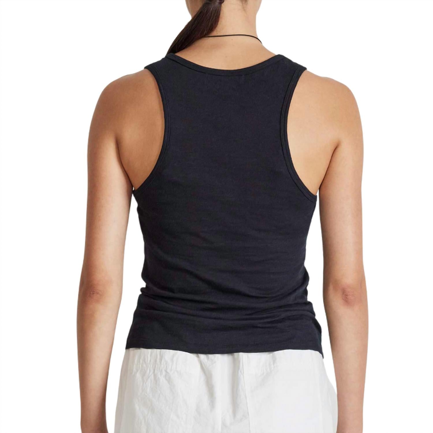 APIECE APART Women's Savina Razor Tank Top in black - women's tank top - detail view