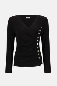 Joseph Ribkoff - Button Closure V-neck Top