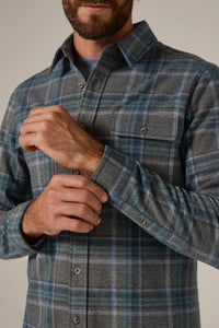 7Diamonds Generation Plaid Soft Knit Shirt in forest - men's shirt - alternate view