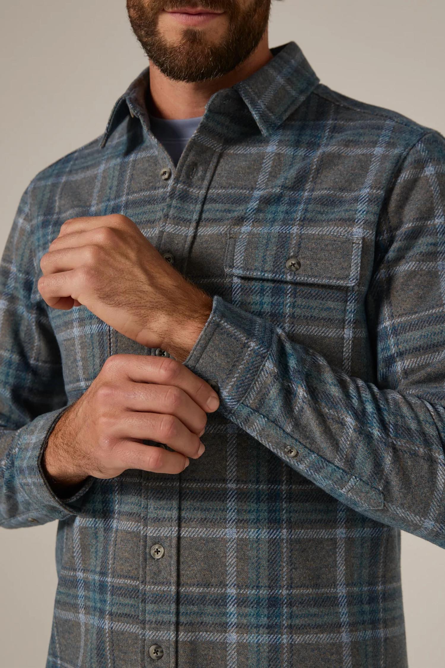 7Diamonds Generation Plaid Soft Knit Shirt in forest - men's shirt - alternate view