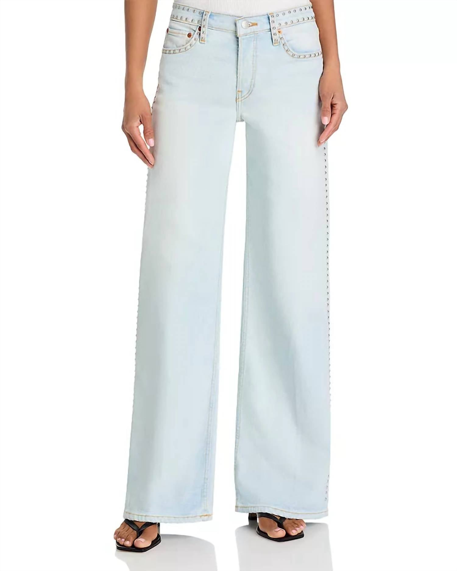 Re/Done - Studded Mini Rise Wide Leg Jeans