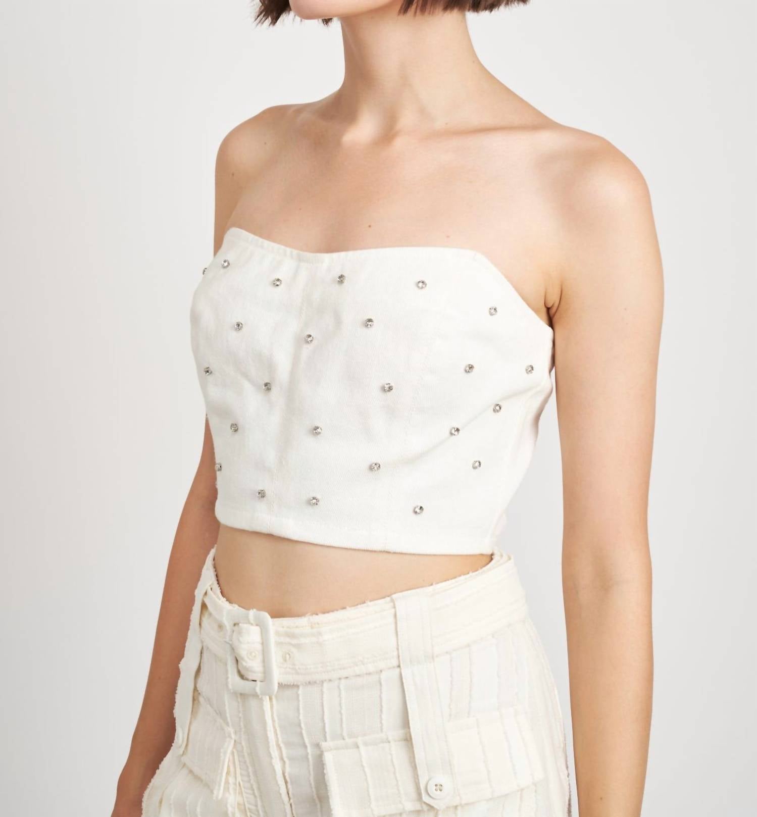 En Saison - Jewel Denim Strapless Top