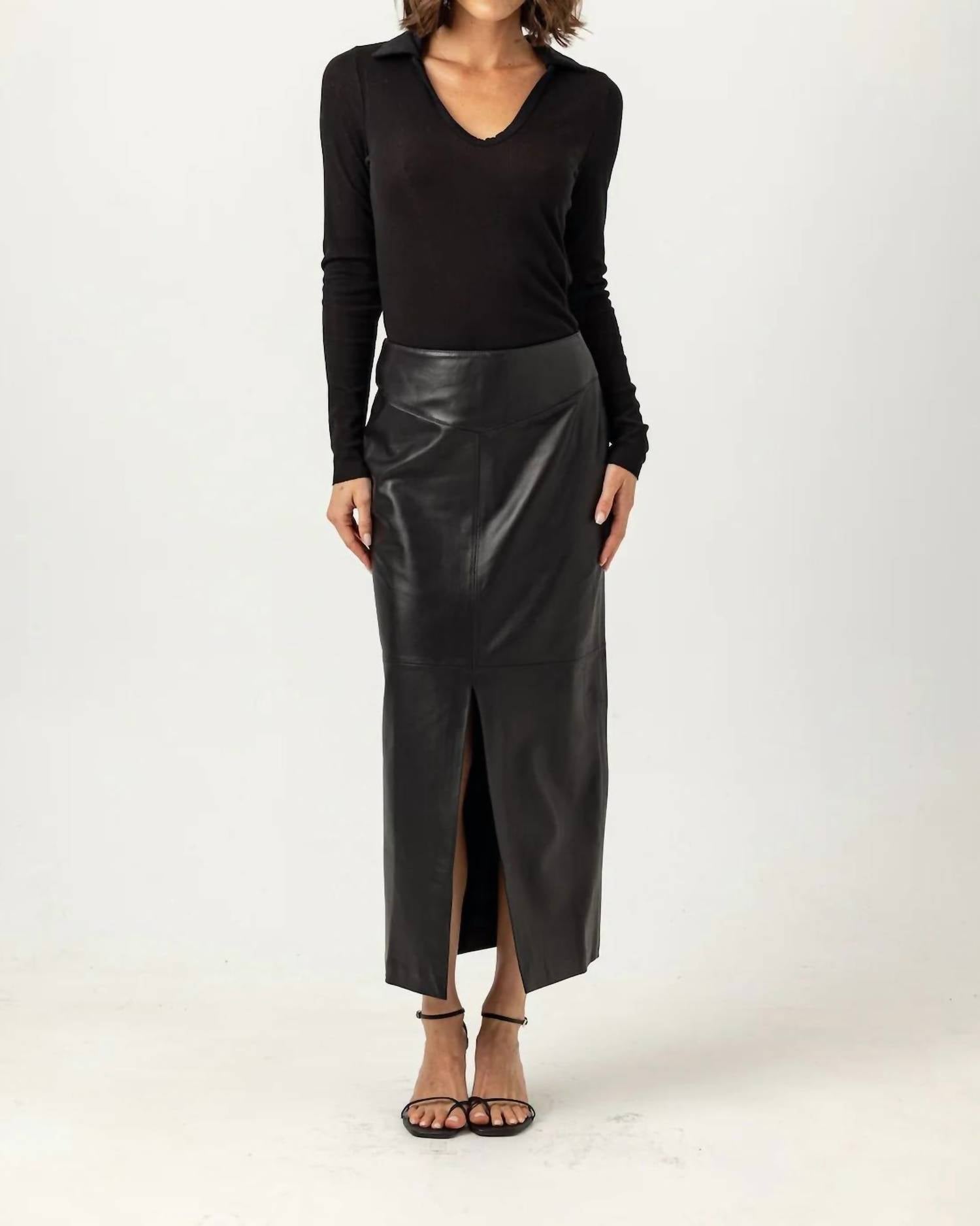 sundays Leather Beaker Skirt in black - women's skirt - alternate view
