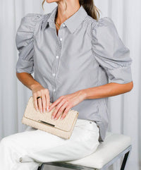 Vine & Love - Collared Puff Sleeve Top