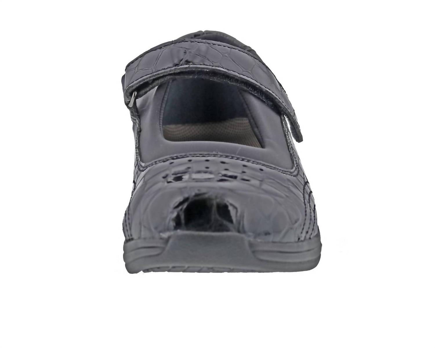 DREW Women's Rose Mary Jane Shoes in black croc 1 - women's flats - detail view