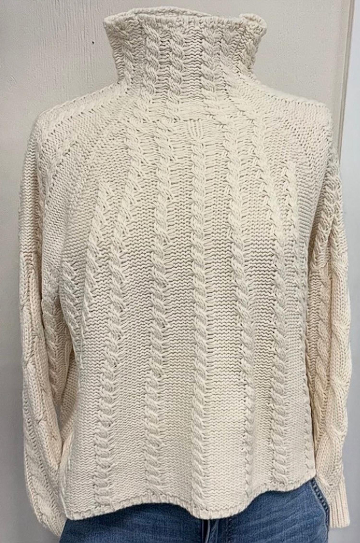 Davi & Dani - Women's Cable Knit Turtleneck Sweater Top