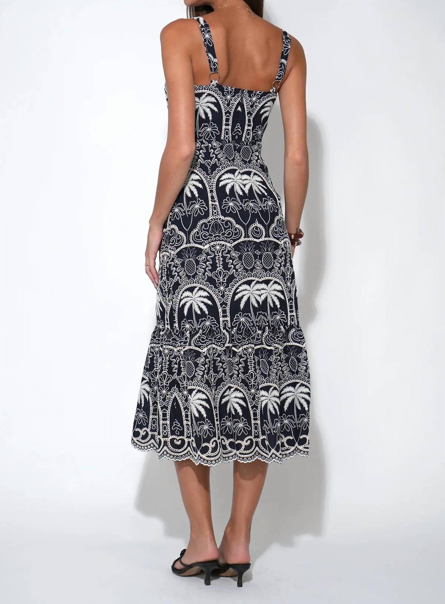 Adelyn Rae - Evangeline Scallop Embroidery Midi Dress