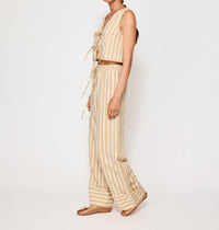 line and dot Kamari Tie Detailed Top in ecru taupe - women's shirt - detail view