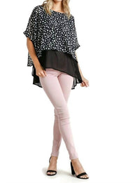 Umgee - Dalmatian Layered Cuff Sleeve Top