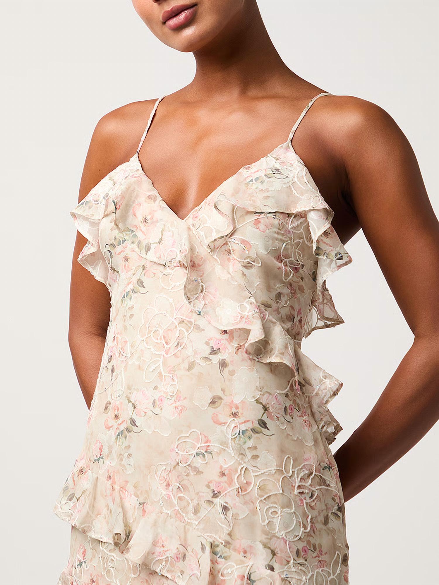 Lulus - Bryson Ruffled Embroidered Sequin Dress