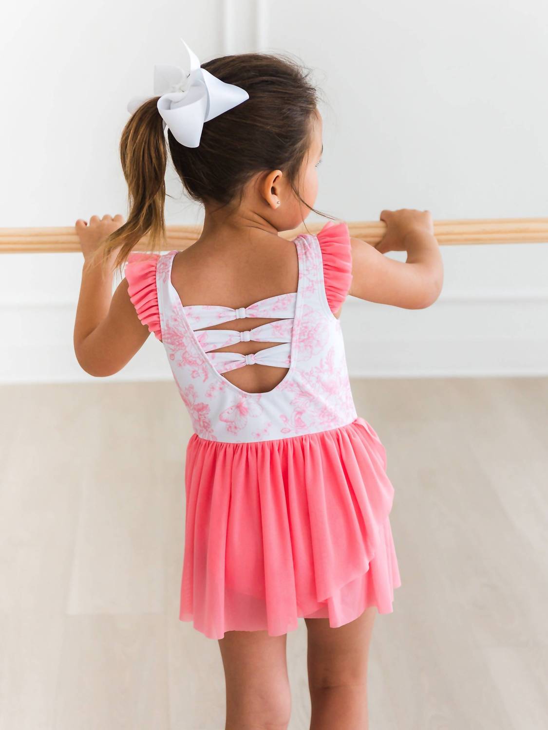 Rufflebutts - Girl's Butterfly Garden Toile Flutter Sleeve Dance & Gymnastics Leotard