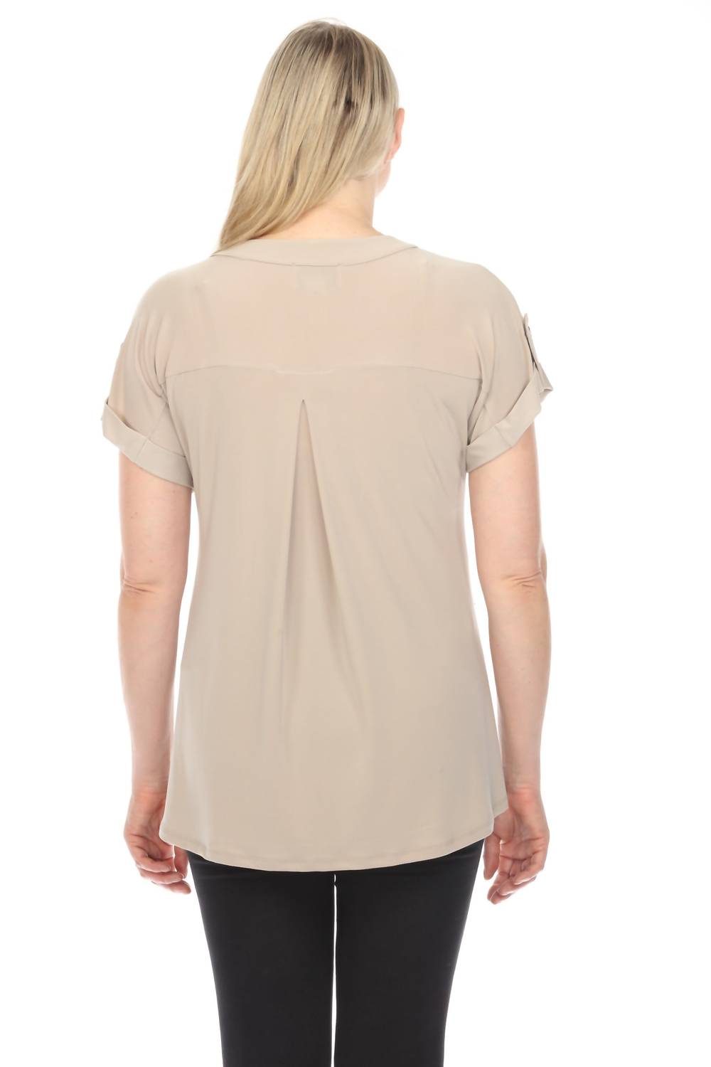 Joseph Ribkoff - Henley Roll-tab Sleeves Tunic