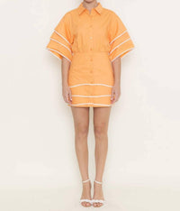 Fore Collection - Contrast Piping Mini Shirt Dress