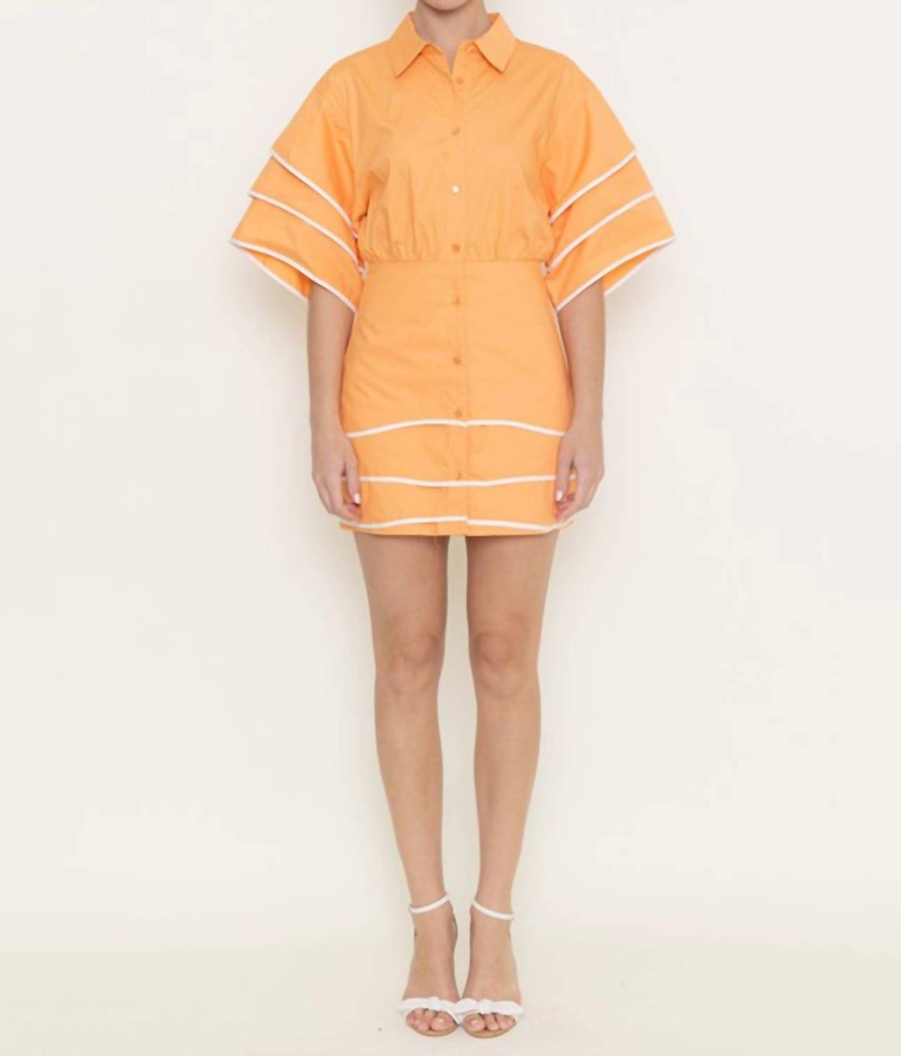 Fore Collection - Contrast Piping Mini Shirt Dress