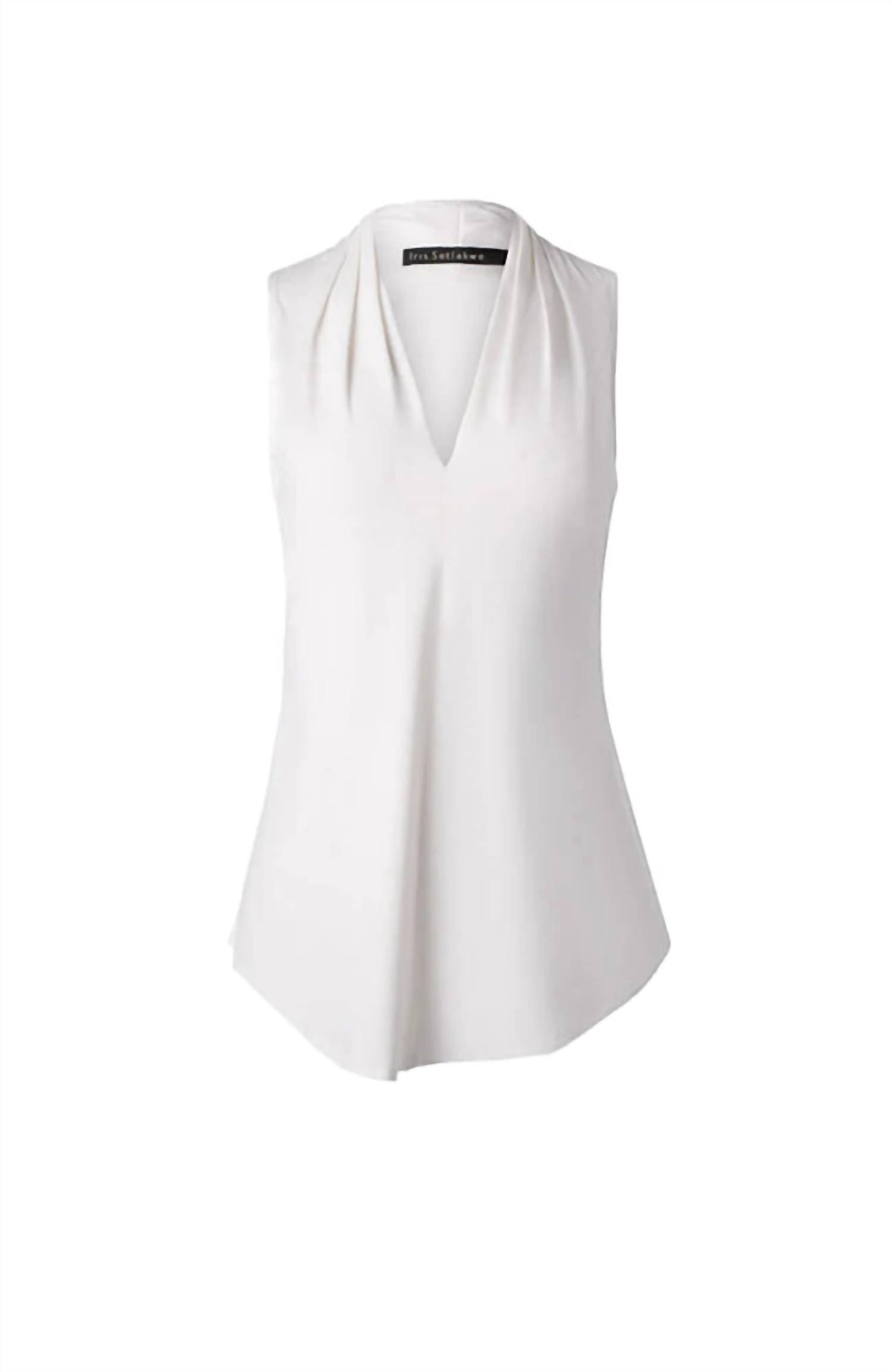 Iris Setlakwe - Matte Jersey Sleeveless Pleated V-neck Top