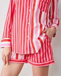 Printfresh Long Sleeve Top & Shorts Set in red - women's sleepwear - alternate view