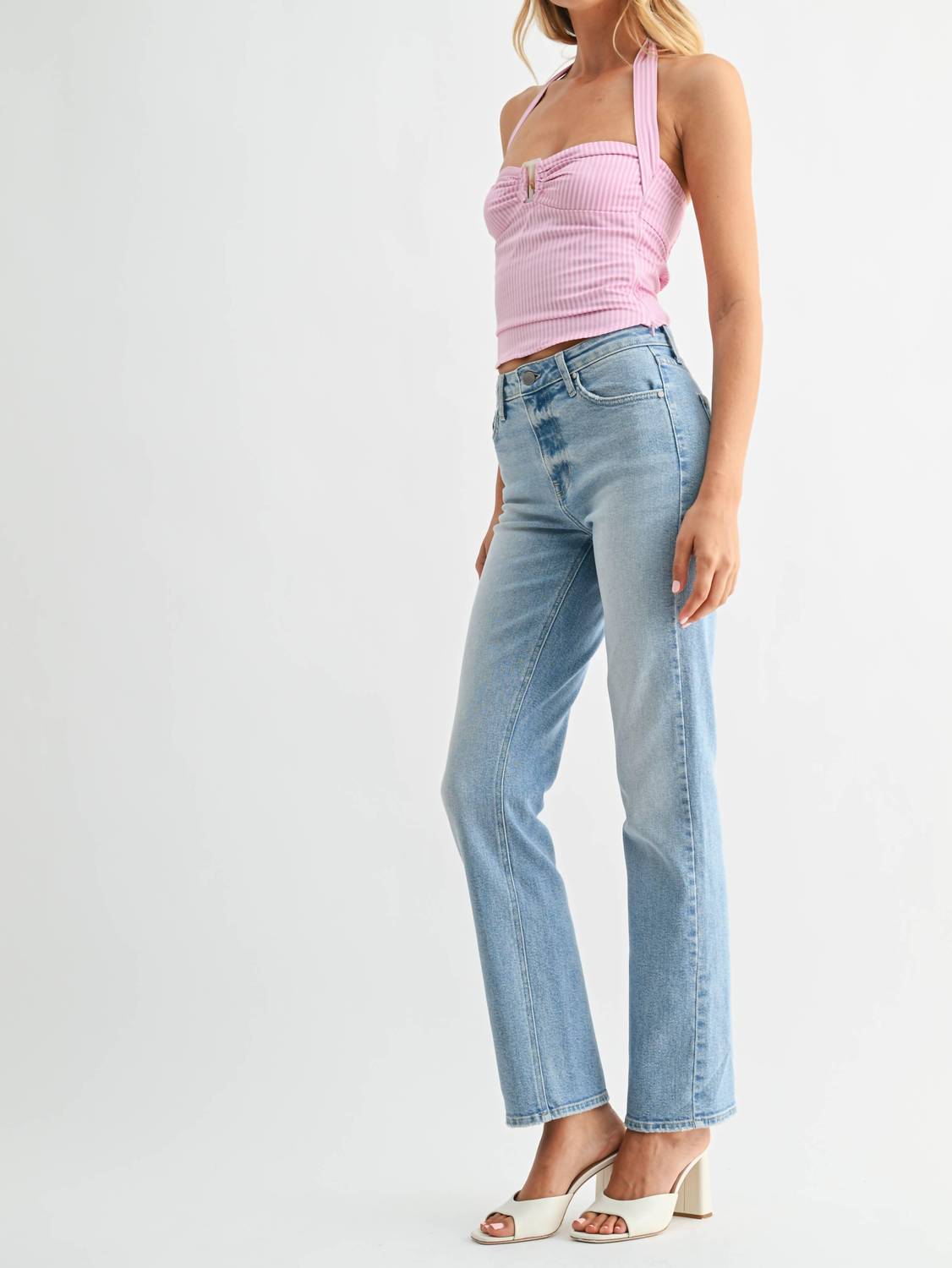Just Black Denim - Mid Rise Stovepipe Straight Leg Jeans