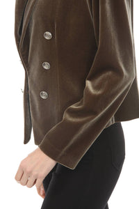 Joseph Ribkoff Double-breasted Velvet Blazer Jacket in khaki - women's jacket - view 5