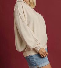 Umgee - V-neck Long Sleeve Linen Top