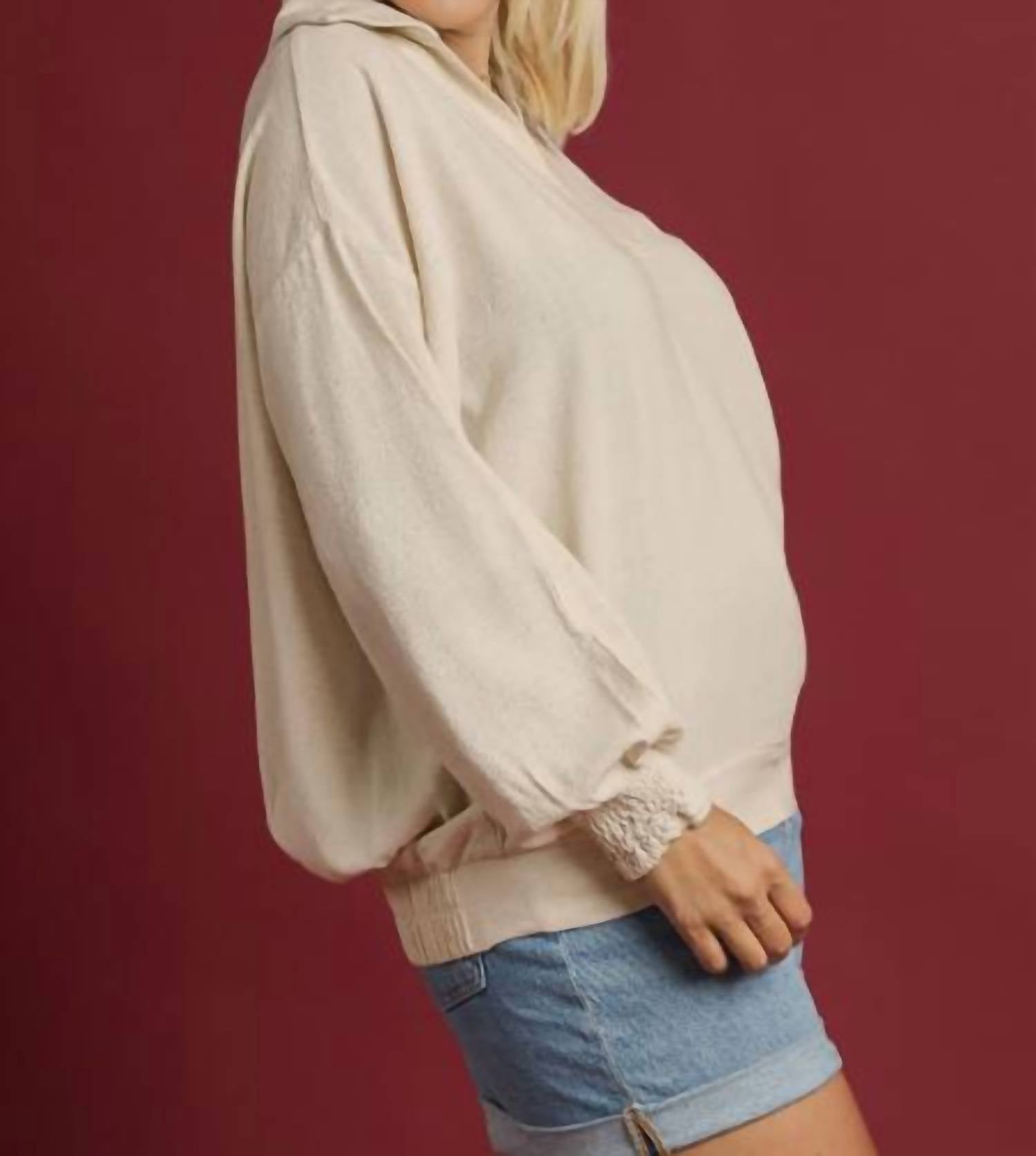 Umgee - V-neck Long Sleeve Linen Top
