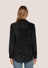 Dylan Star Embossed Maeve Shirt in black - women's long sleeve top - detail view