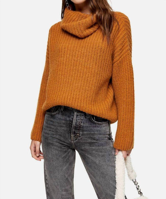 Topshop - Chunky Knit Turtleneck Relaxed Sweater