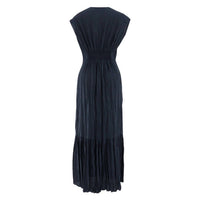 Go By Go Silk - Crinkle Cut Cap Sleeve Twist Silk Maxi Dress