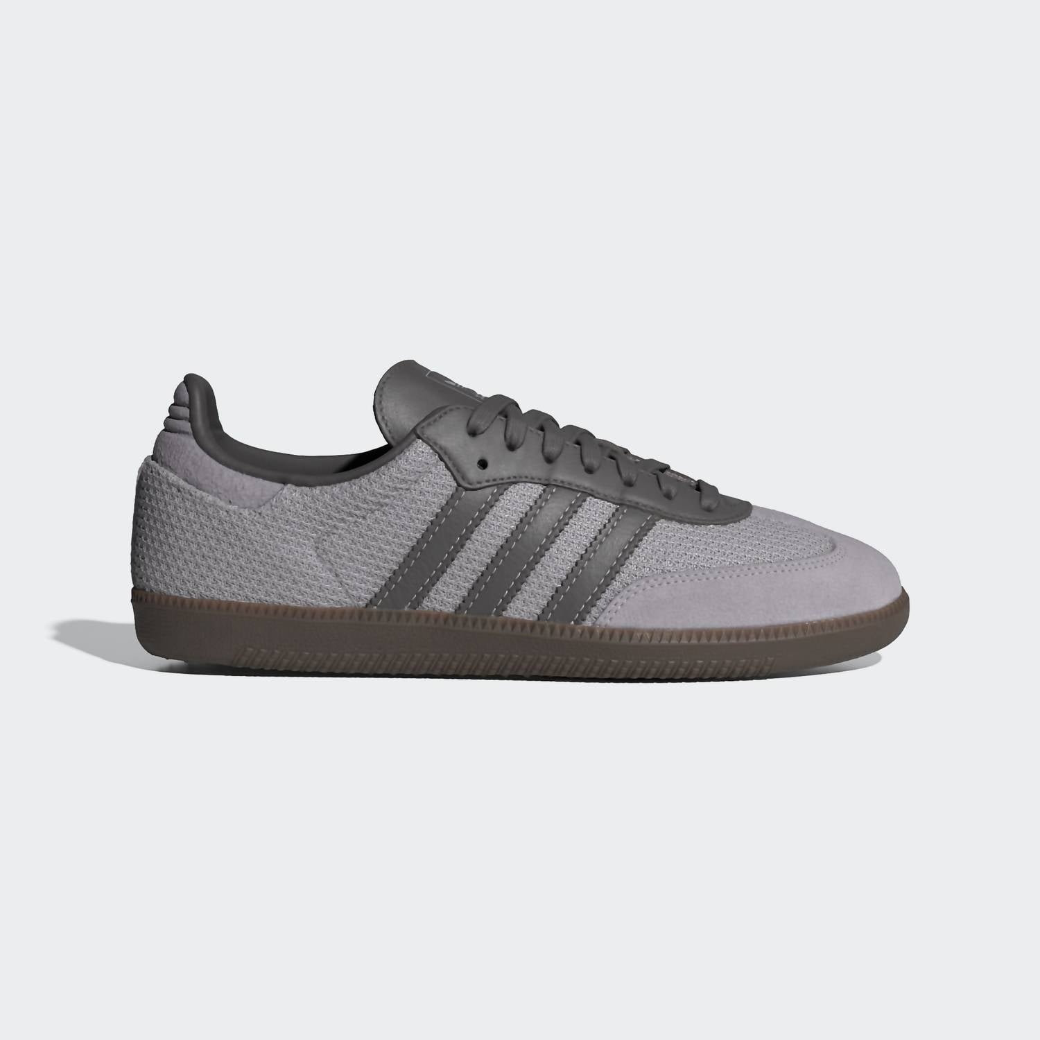 adidas Men's Samba Og Suede Crochet Detail Low Top Casual Sneakers in glory grey charcoal gum - men's sneaker - detail view