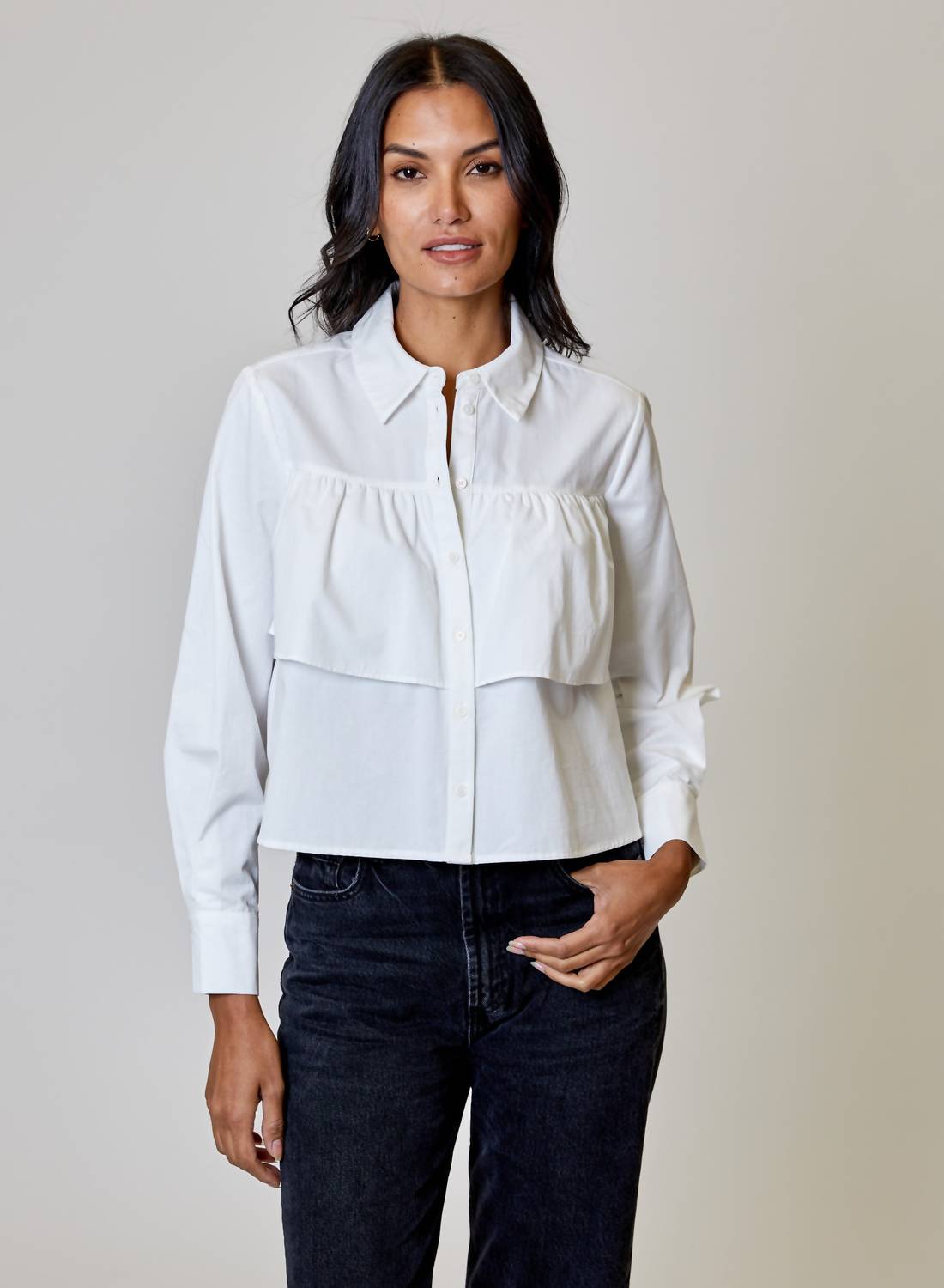 Design History - Crop Button Down Shirt