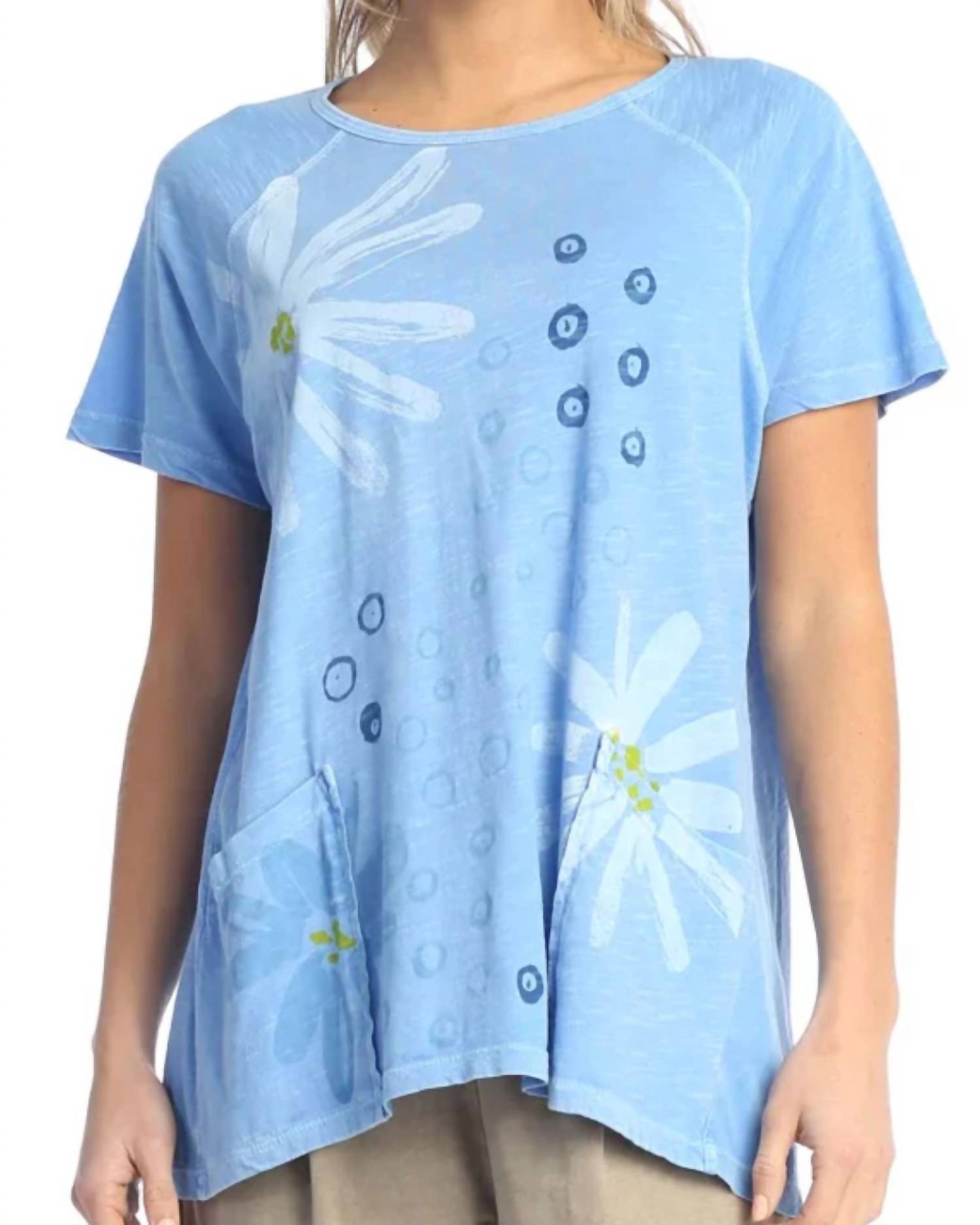 Jess & Jane - Darling Pigment Dyed Patch Pocket Cotton Top