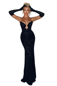 PORTIA&SCARLETT Strapless Delicate Mesh Column Gown in black - women's dress - alternate view