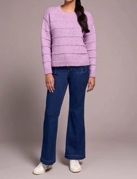 Tribal - Heathered Stripe Crew Neck Sweater