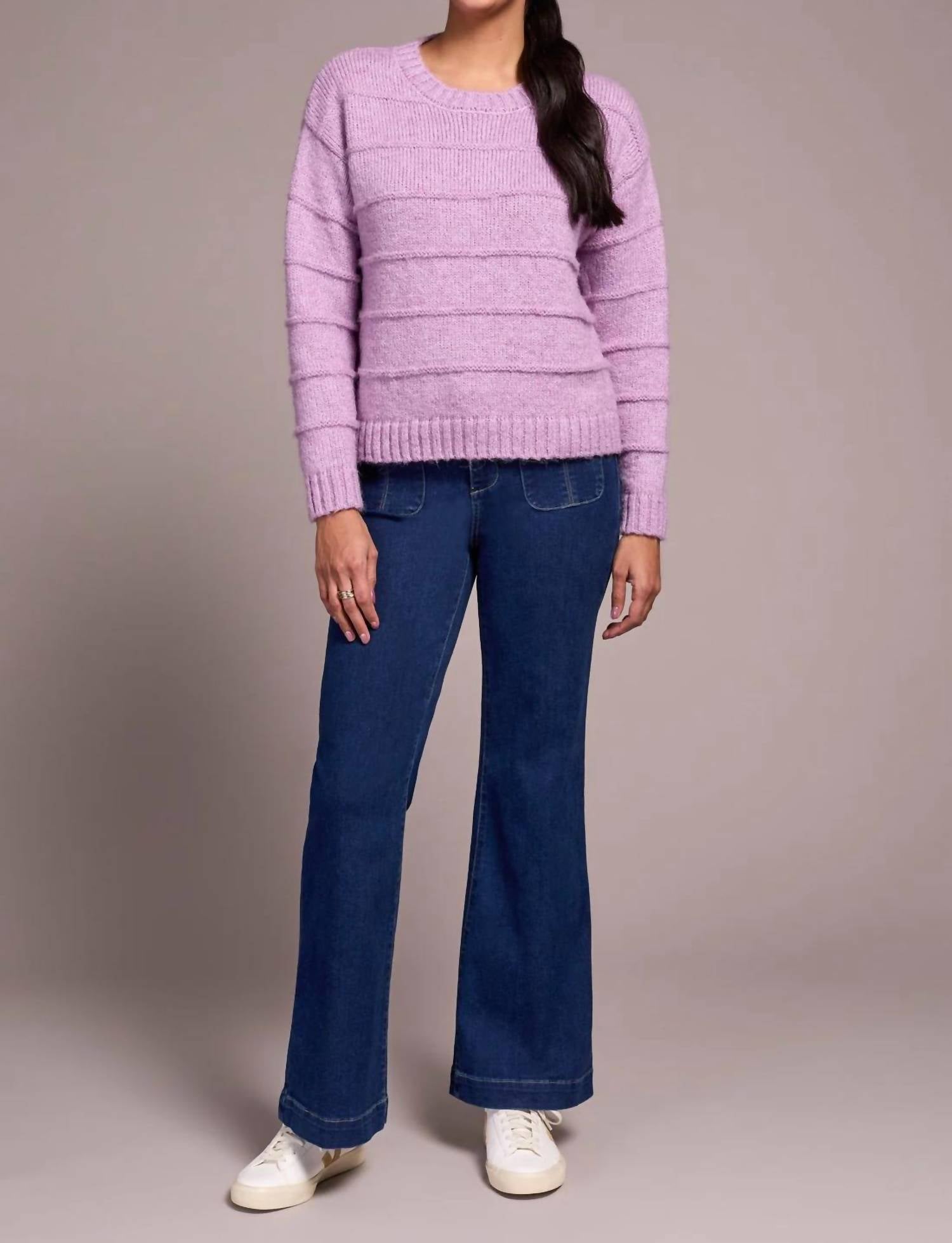 Tribal - Heathered Stripe Crew Neck Sweater