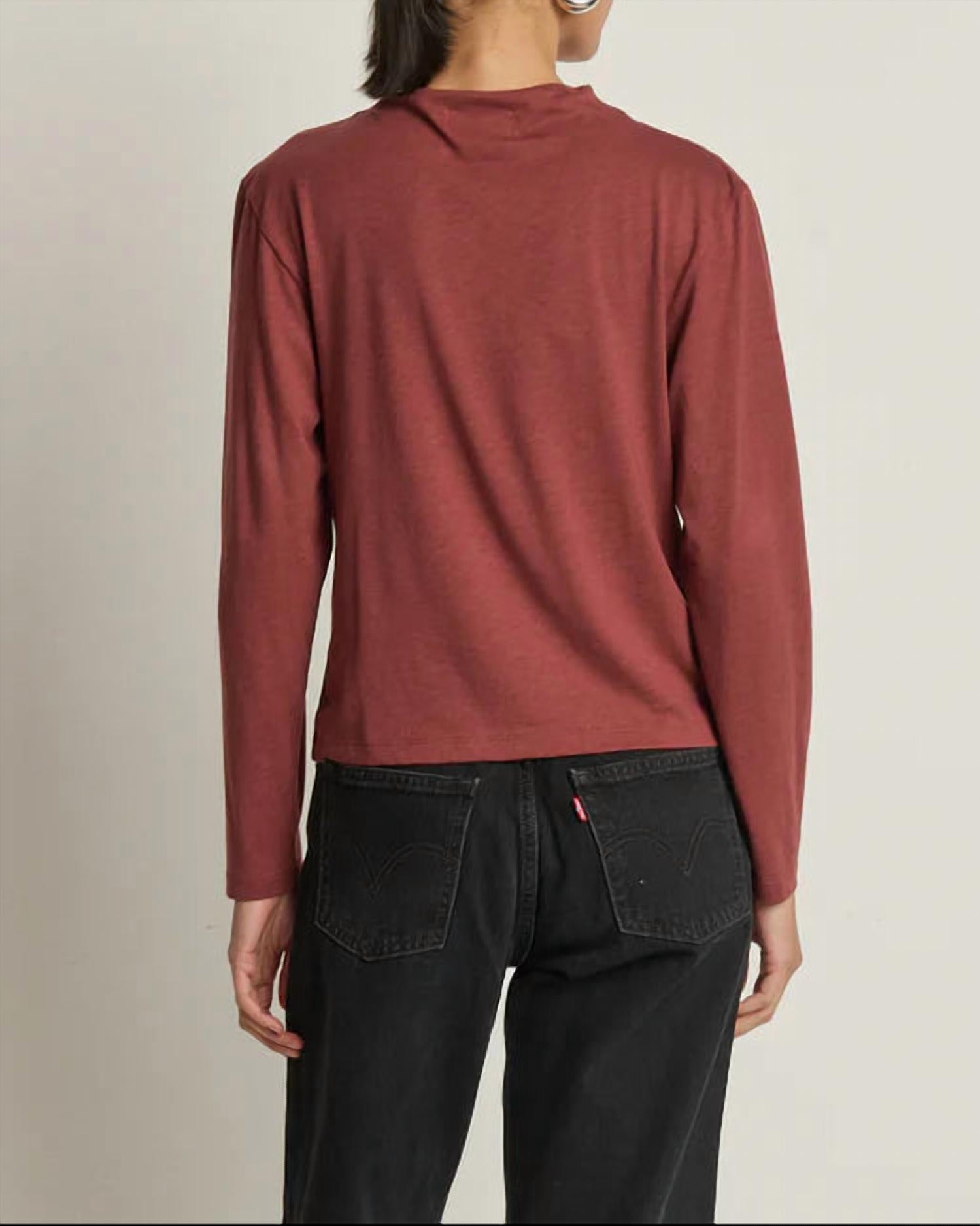 Nation LTD Kristen Tee Top in stallion - women's long sleeve top - detail view