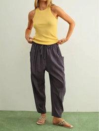 Miou Muse - PINSTRIPED LOOSE PANTS WITH POCKETS