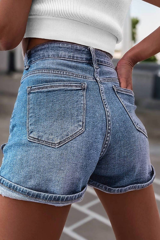 Aapparella - Rhinestone Denim Shorts