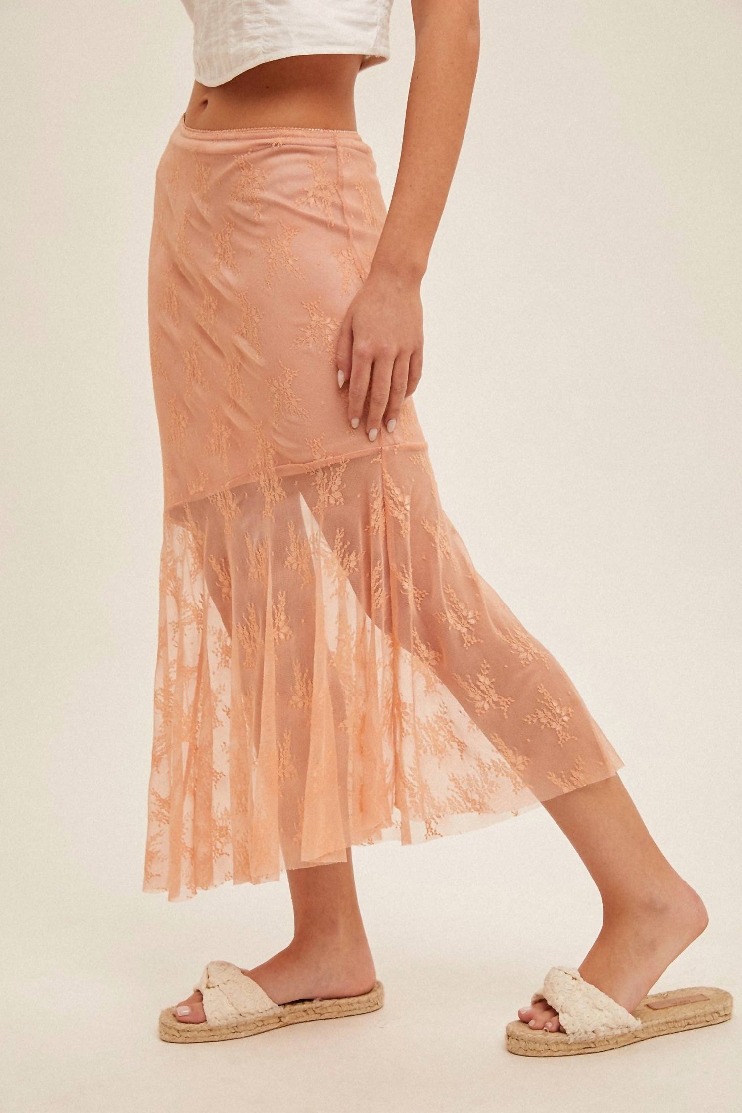 Hem & Thread - Asymmetrical Lace Midi Skirt
