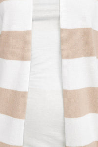 Cyrus - Open Front Long Sleeve Stripe Pattern Knit Cardigan