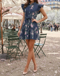 Entro - Melissa Floral Print Ruffle Sleeve Mini Dress